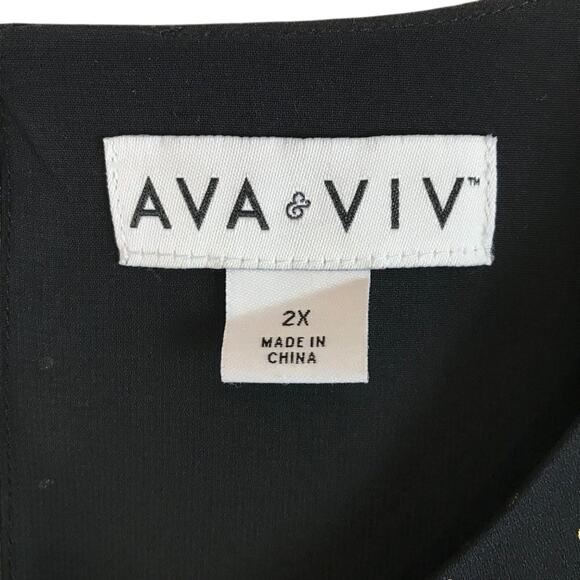 Ava &Viv Black & Gold Print Tunic Top Size 2X - Picture 4 of 8